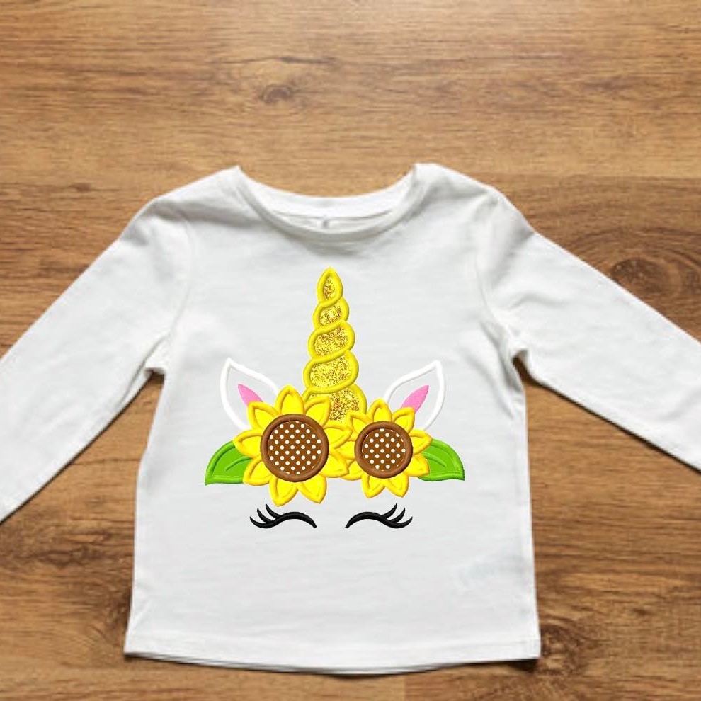 T-Shirt με κεντημένο σχέδιο Unicorn sunflower