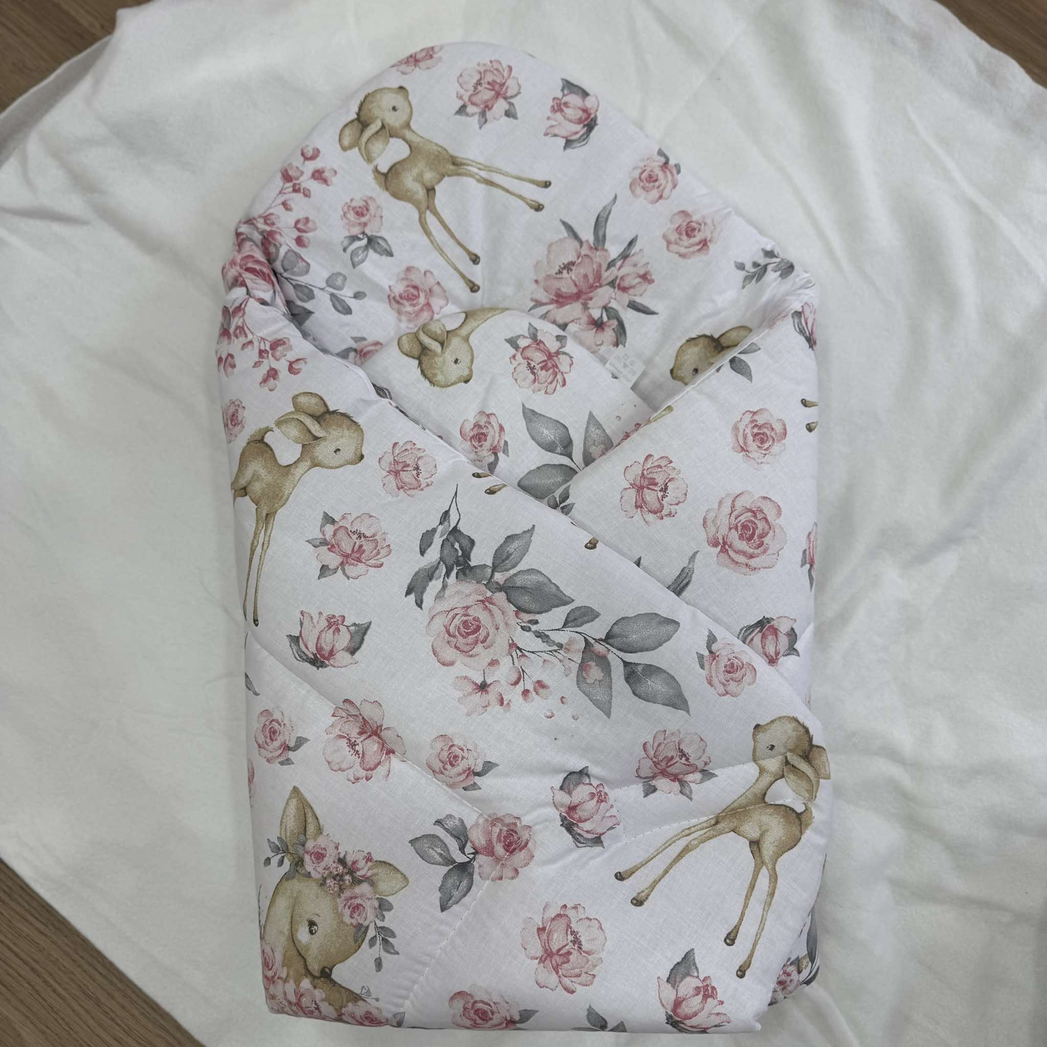 Βρεφική Κουβέρτα Rose fawn με κεντημένο Όνομα