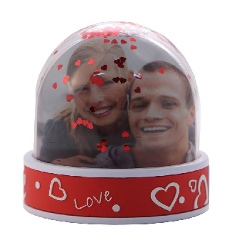 Photo Snow Globe 95 x 92 mm – Love With red heart glitters inside