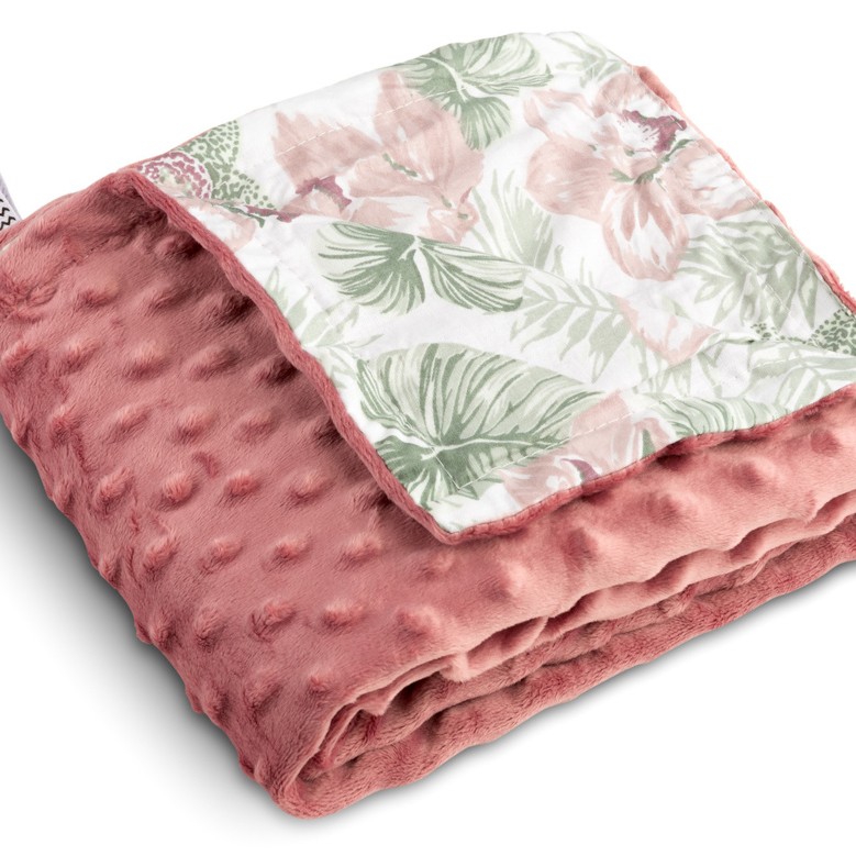 Βρεφική κουβέρτα διπλής όψης ιβίσκος με κέντημα ονόματος 75×100