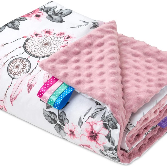 Βρεφική κουβέρτα διπλής όψης Ονειροπαγίδα με κέντημα ονόματος 75×100