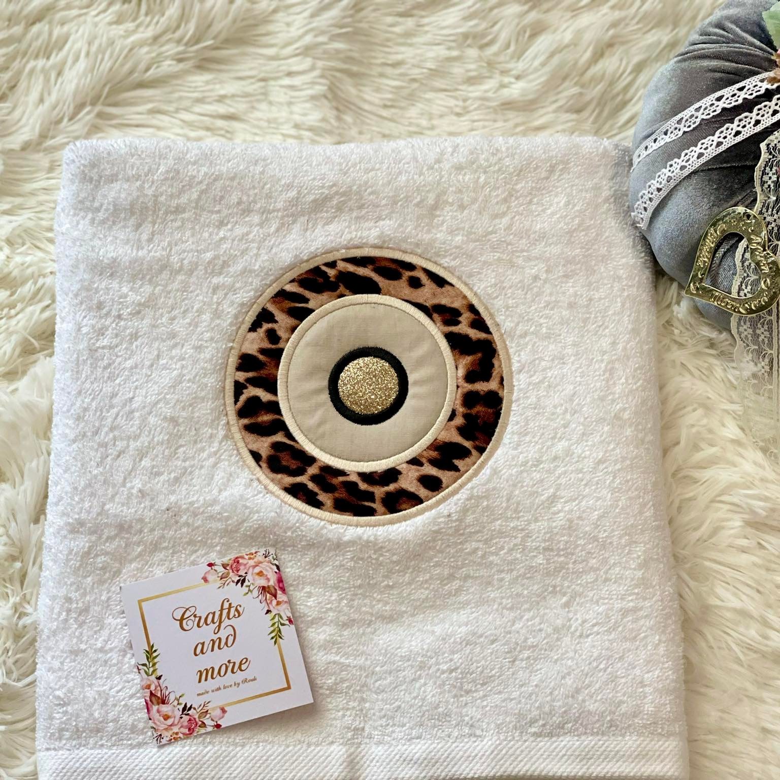 Πετσέτα χεριών Evil eye κενρημένο απλικέ και όνομα