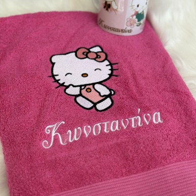 Πετσέτα μπάνιου με κεντημένο σχέδιο Hello Kitty  & όνομα