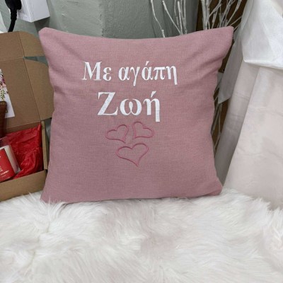 Μαξιλάρι custom 40x40cm με κεντημένη ευχή
