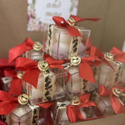 Δωράκι κερί φούσκα σε πλέξι γκλάς 5 επί 5 cm