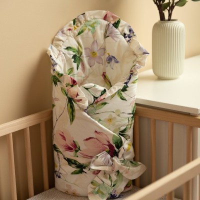 Βρεφική Κουβέρτα floral με κεντημένο Όνομα