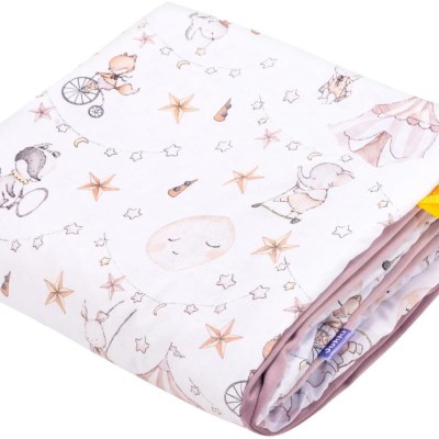 Βρεφική κουβέρτα διπλής όψης Πεόνια με κέντημα ονόματος 75×100