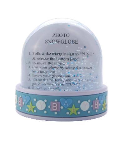 Photo Snow Globe 95 x 92 mm – Baby Blue With blue/white snow glitters inside